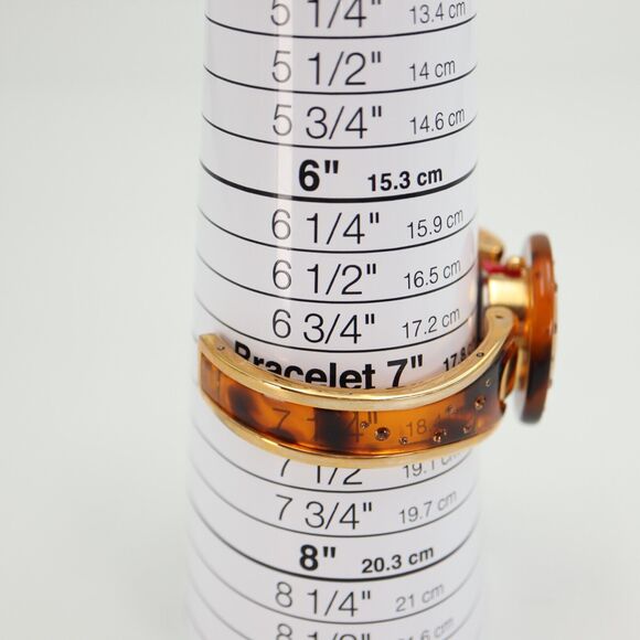 Ashley Princess Womens Watch MOP Dial Tortoise Jewel Bezel Cuff Bracelet Working - Picture 5 of 13